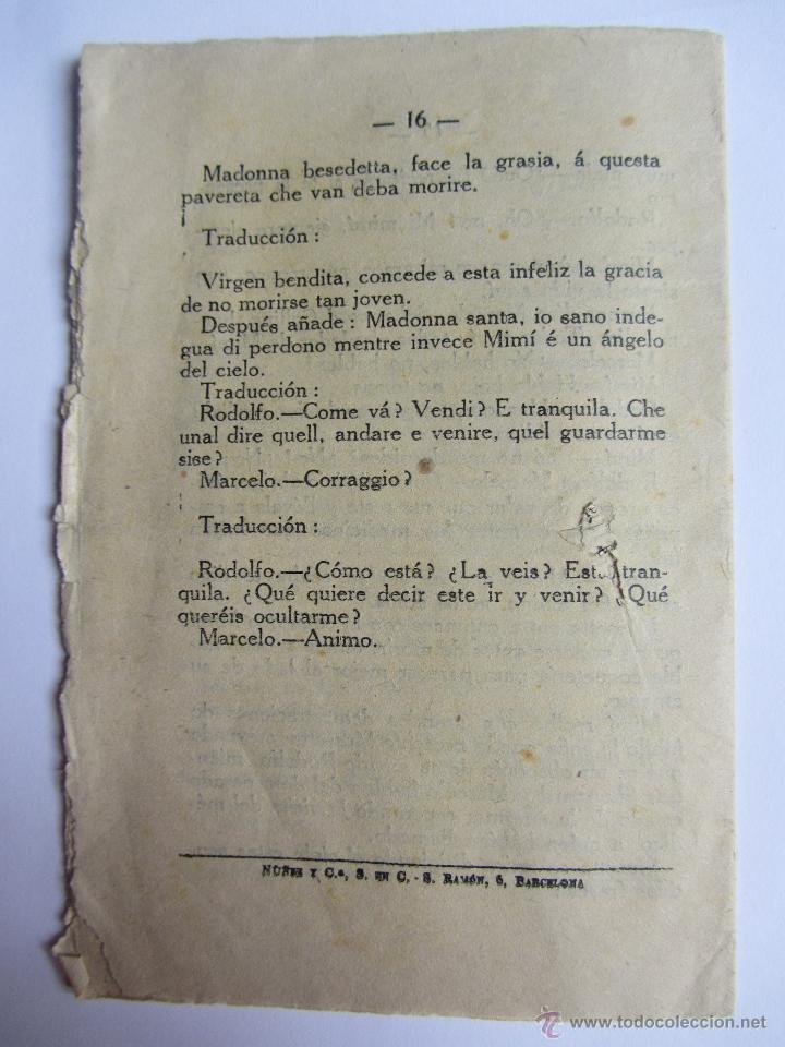 Libretos de &oacute;pera: Argumento de La Boheme. Puccini 1926 - Foto 2