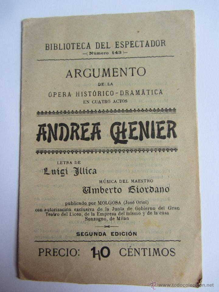 Libretos de &oacute;pera: Argumento de Andrea Chenier. Giordano. - Foto 1