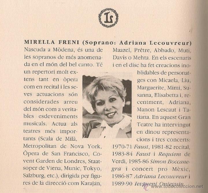 Libretos de ópera: Adriana Lecouvreur / Libreto del Gran Teatre del Liceu de Barcelona. Temporada 89-90 - Foto 2 - 46592329