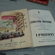 Libretos de ópera: GRAN TEATRO DEL LICEO 1961 OPERA CAVALLERIA RUSTICANA- I PAGLIACCI,MARGHERITA CASALS, JAIME ARAGALL. Lote 53040019