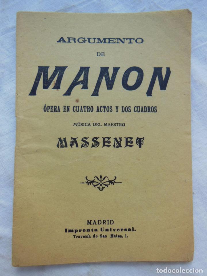 Libretos de &oacute;pera: ARGUMENTO DE MANON. MASSENET - Foto 1