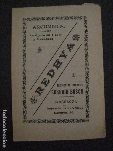 Libretos de &oacute;pera: REDHYA - ARGUMENTO Y CANTABLES - (v-11.824) - Foto 1