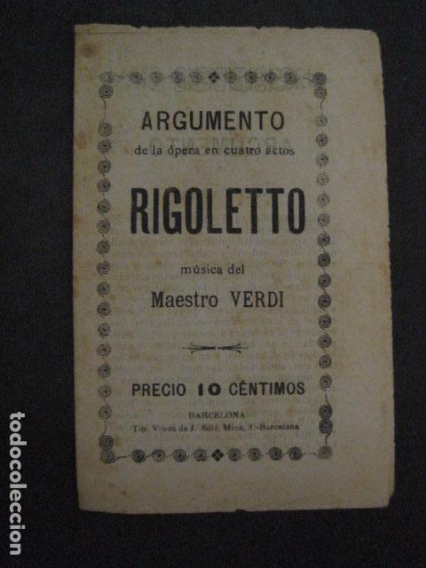 Libretos de &oacute;pera: RIGOLETTO - ARGUMENTO Y CANTABLES - (v-11.825) - Foto 1