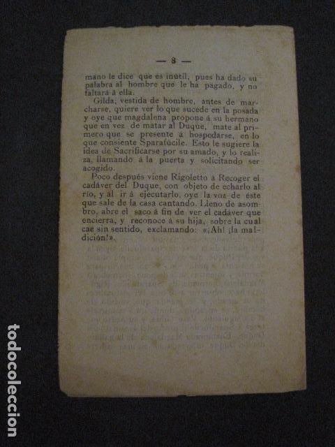 Libretos de &oacute;pera: RIGOLETTO - ARGUMENTO Y CANTABLES - (v-11.825) - Foto 2