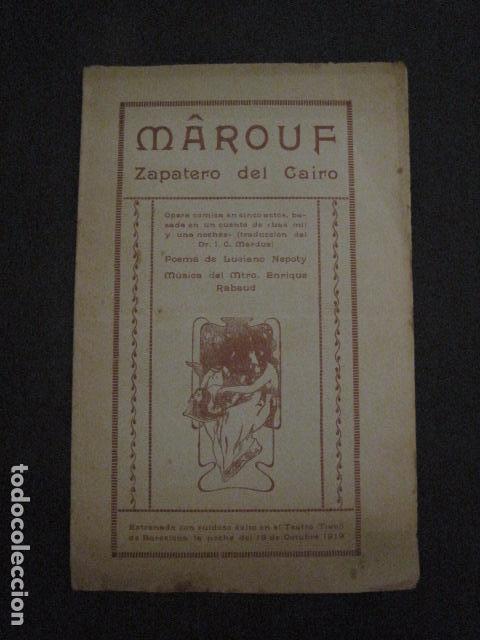 Libretos de &oacute;pera: MAROUF - ARGUMENTO Y CANTABLES - (v-11.832) - Foto 1