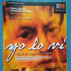 Libretos de ópera: YO LO VI (EL 2 DE MAYO DE GOYA), DE TOMÁS MARCO