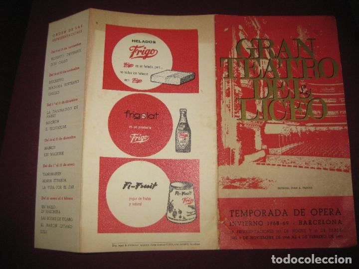 Libretos de &oacute;pera: PROGRAMA GRAN TEATRO DEL LICEO. INVIERNO 1968-69. - Foto 1