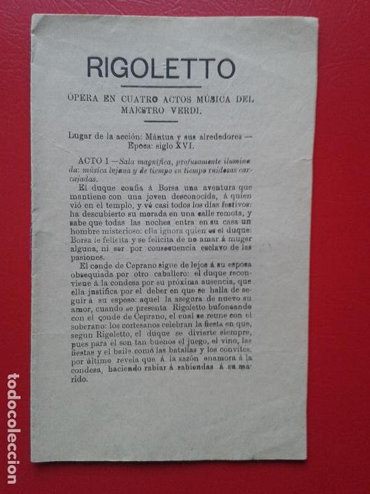 Libretos de &oacute;pera: LIBRETO DE OPERA ARGUMENTO RIGOLETTO DEL MAESTRO VERDI - Foto 1