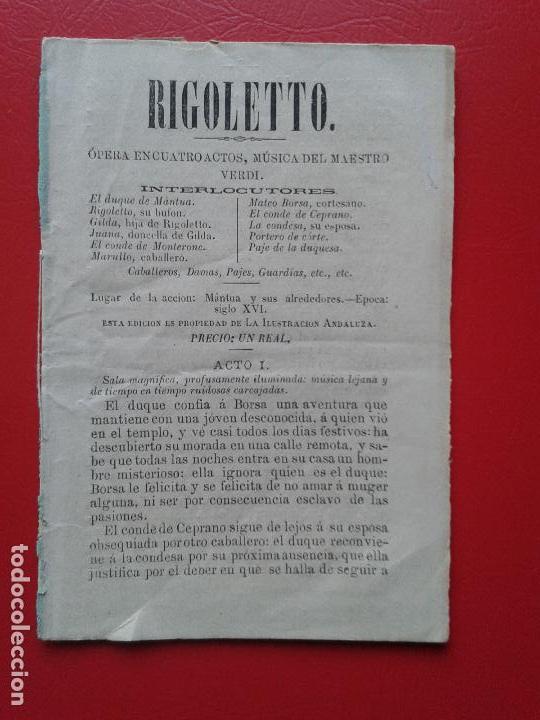 Libretos de &oacute;pera: LIBRETO DE OPERA ARGUMENTO RIGOLETTO DEL MAESTRO VERDI - Foto 1