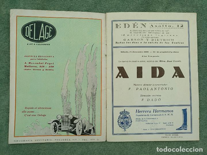 Libretos de &oacute;pera: PROGRAMA OPERA AIDA 1926 GRAN TEATRO DEL LICEO - Foto 1