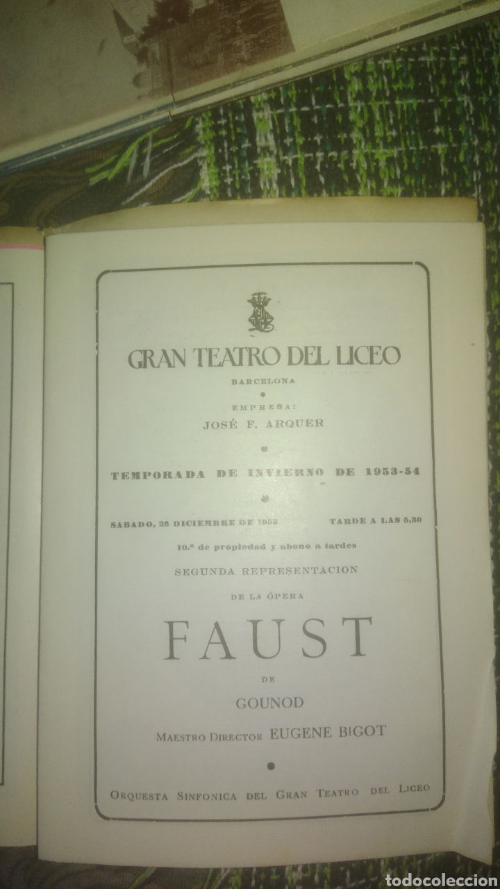 Libretos de &oacute;pera: LICEO. BARCELONA. PROGRAMA 1953 1954. FAUSTO - Foto 3