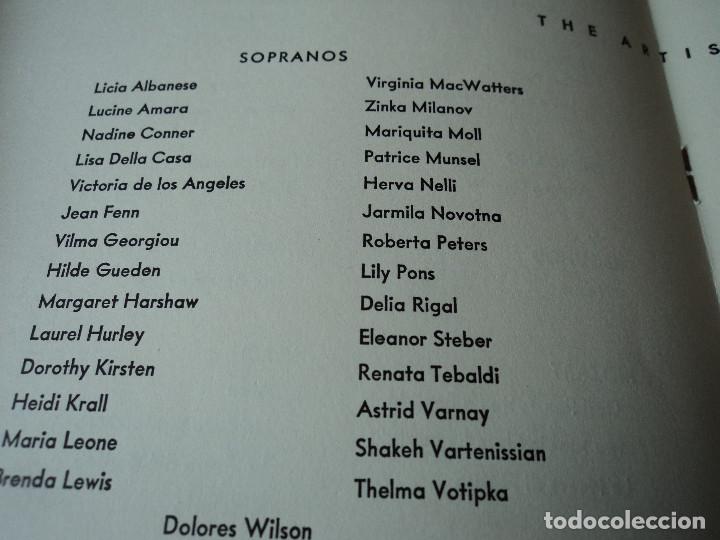 Libretos de &oacute;pera: METROPOLITAN OPERA NEW YORK PROGRAMA DE ACTIVIDADES 1956 - Foto 4