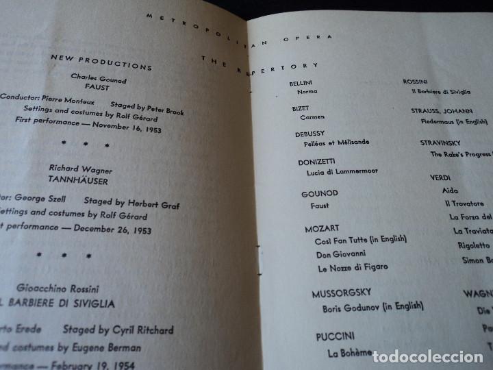 Libretos de &oacute;pera: METROPOLITAN OPERA NEW YORK PROGRAMA DE ACTIVIDADES 1954 - Foto 3