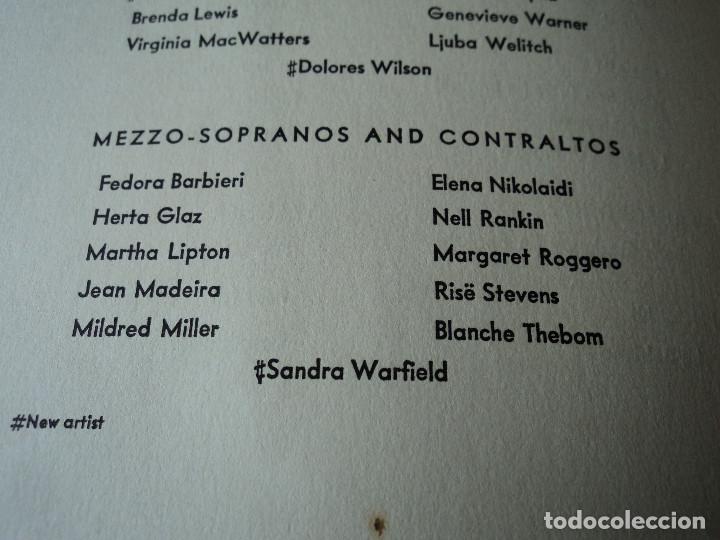 Libretos de &oacute;pera: METROPOLITAN OPERA NEW YORK PROGRAMA DE ACTIVIDADES 1954 - Foto 9
