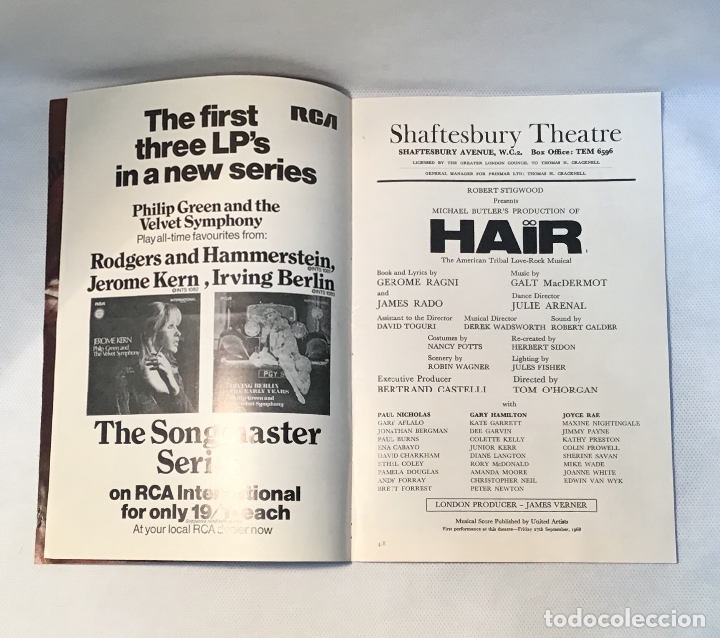 Libretos de &oacute;pera: HAIR, PROGRAMA Y CARTEL ORIGINAL DEL 1968 - Foto 4