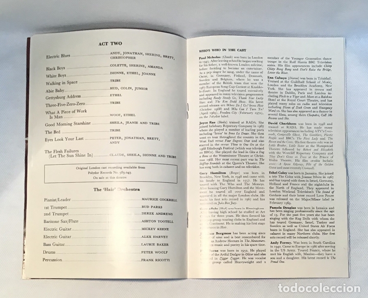 Libretos de &oacute;pera: HAIR, PROGRAMA Y CARTEL ORIGINAL DEL 1968 - Foto 6