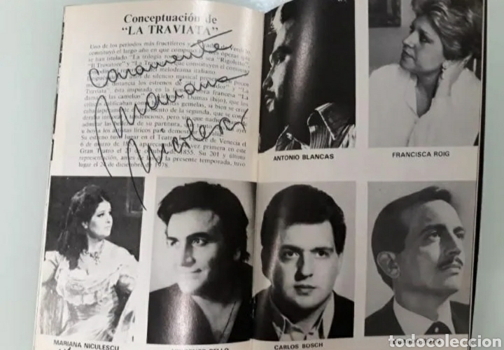 Libretos de &oacute;pera: Programa del Liceu con aut&oacute;grafo de la Diva Mariana Nicolescu - Foto 1