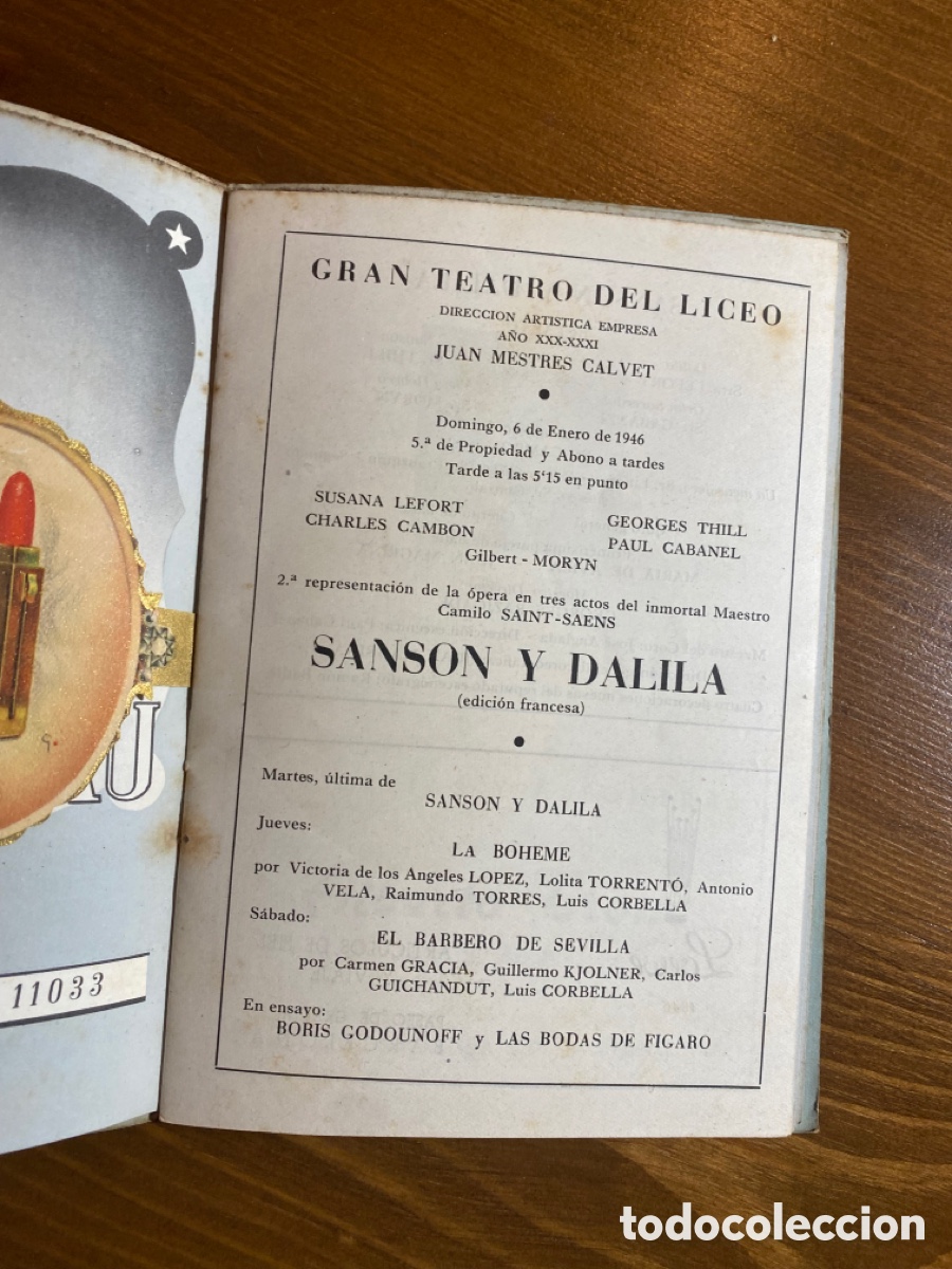 Libretos de &oacute;pera: Lote de 2 programas Gran Teatro del Liceo 1945 - 46 - Foto 4