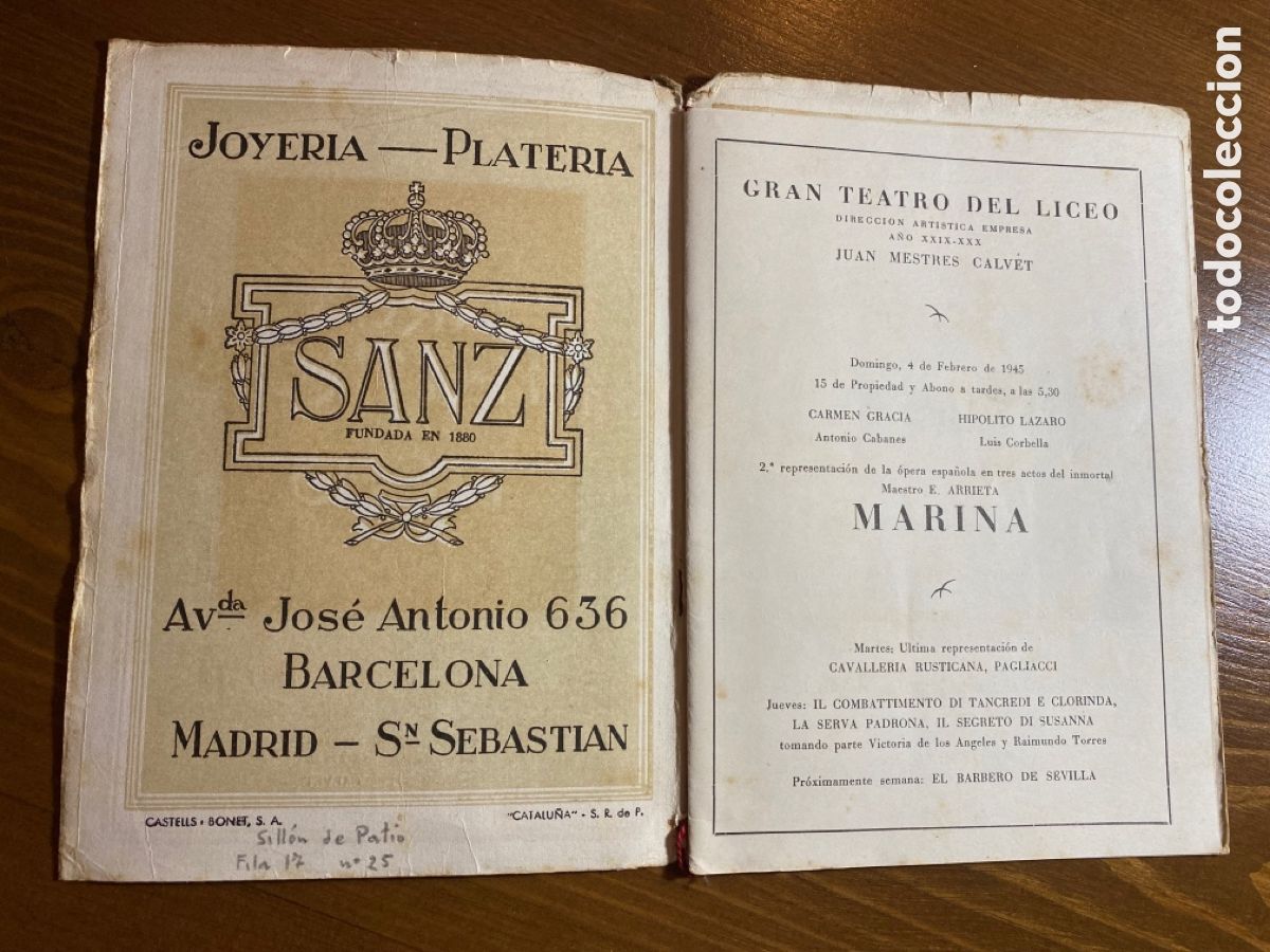 Libretos de &oacute;pera: Lote de 2 programas Gran Teatro del Liceo 1944 - 45 - Foto 2