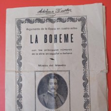 Libretos de ópera: LA BOHEME.- ARGUMENTO DE LA ÓPERA EN CUATRO ACTOS