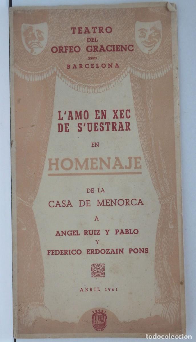 Libretos de &oacute;pera: Programa: Teatro del Orfe&oacute; Gracienc. Barcelona. 1961 - Foto 1