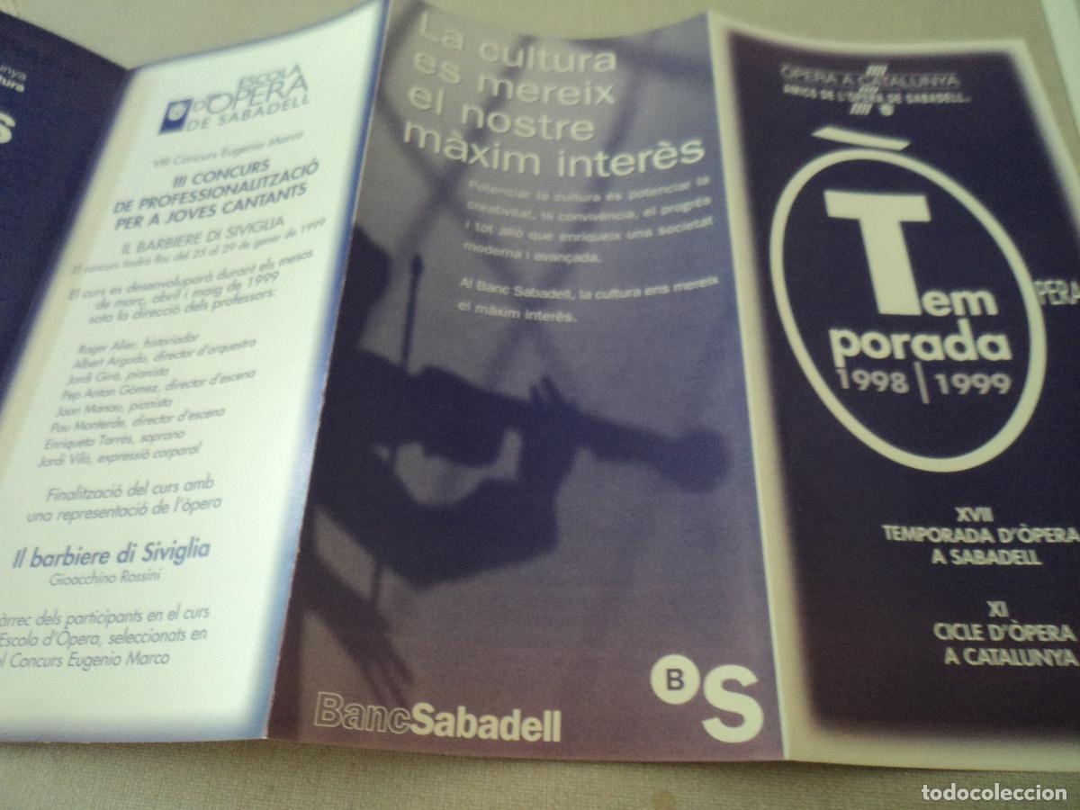 Libretos de &oacute;pera: desplegable de amics de l&acute;opera de sabadell, programacio 1998/99 - Foto 1