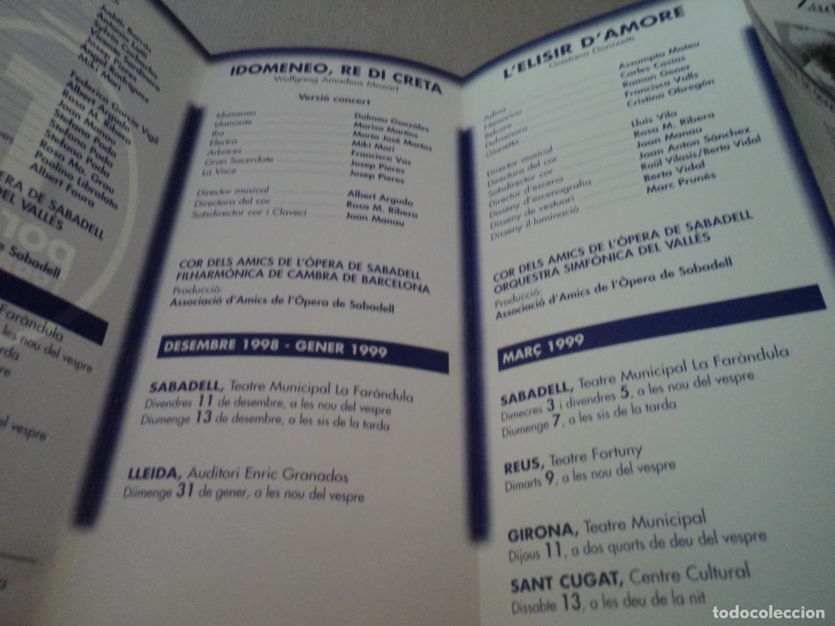 Libretos de &oacute;pera: desplegable de amics de l&acute;opera de sabadell, programacio 1998/99 - Foto 2