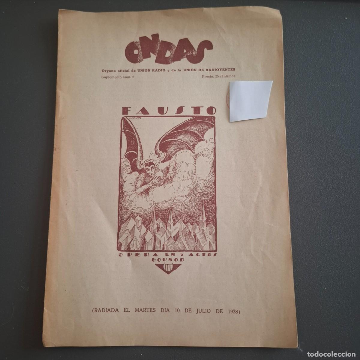 Libretos de &oacute;pera: Fausto - Opera en 5 actos radiada - ONDAS- 1925 - Foto 1