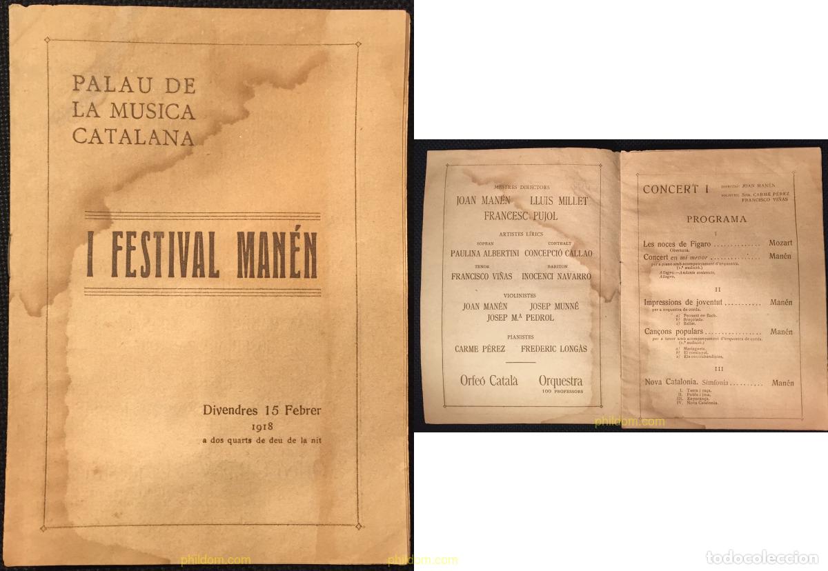 Libretos de &oacute;pera: PROGRAMA PALAU DE LA MUSICA I FESTIVAL MANEN 1918