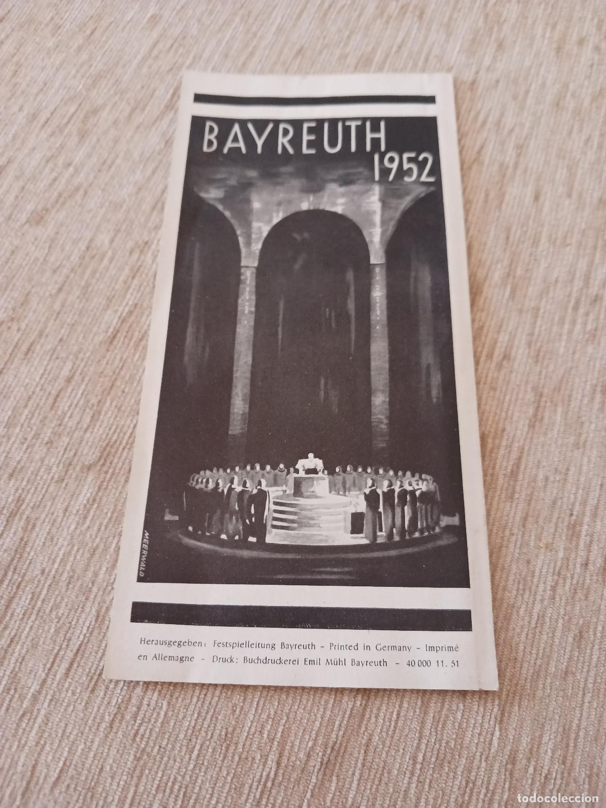 Opera Books: programa desplegable, bayreuther festspiele 1952, richard wagner, von karajan