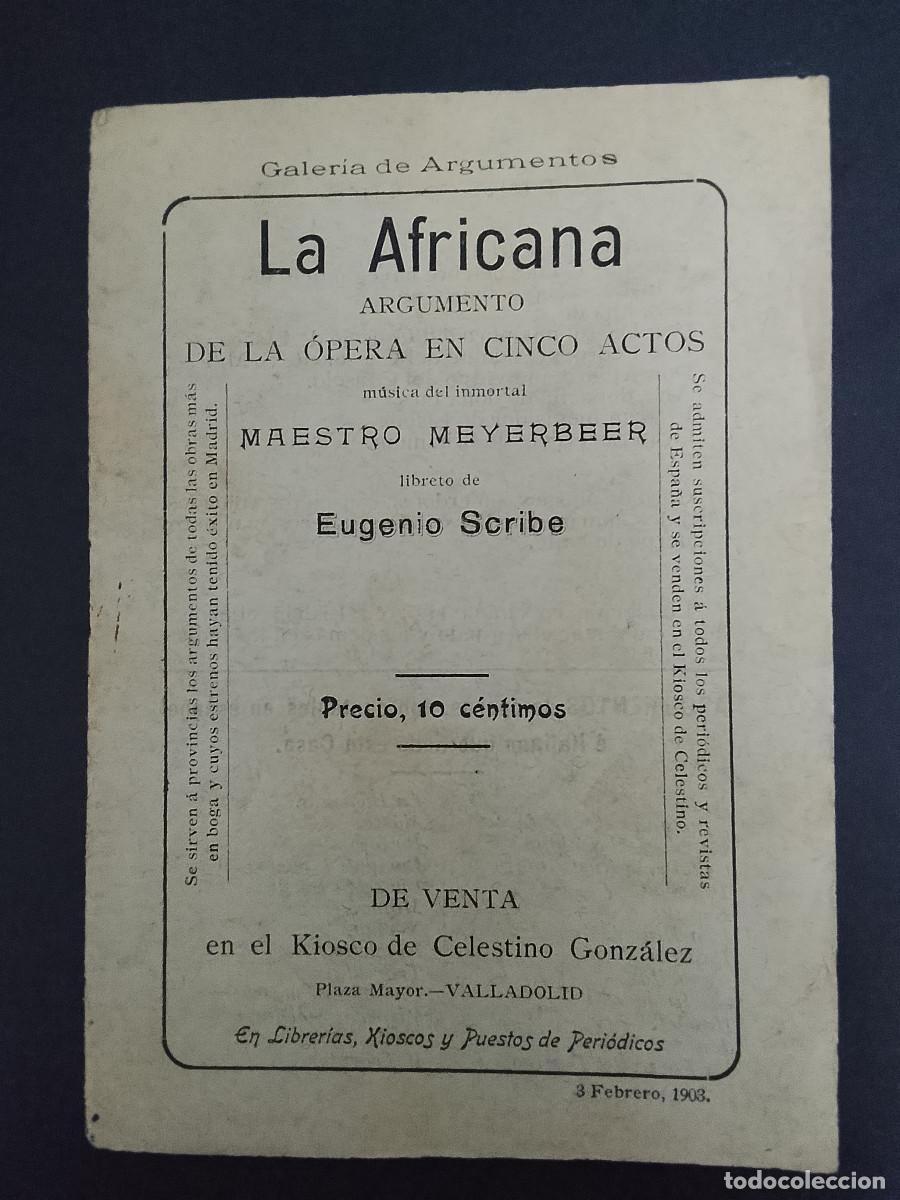 Opera Books: La Africana. Argumento de la &oacute;pera en cinco actos. M&uacute;sica del maestro Meyerbeer