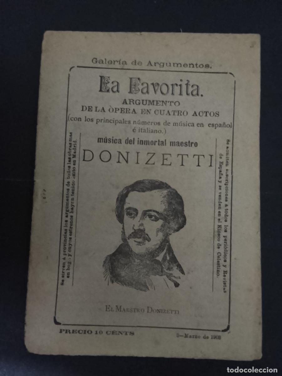 Libretos de &oacute;pera: La favorita. Argumento de la &oacute;pera en cuatro actos