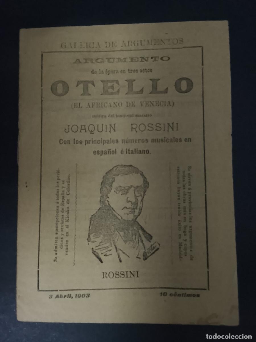 Libretos de &oacute;pera: Argumento de la &oacute;pera en tres actos Otello, el africano de Venecia de Joaqu&iacute;n Rosini