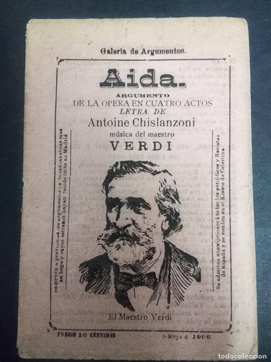Libretos de &oacute;pera: Aida. Argumento de la &oacute;pera en cuatro actos del maestro Verdi