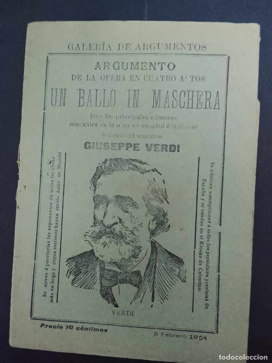 Libretos de &oacute;pera: Argumento de la &oacute;pera en cuatro actos Un ballo in maschera de Giuseppe Verdi