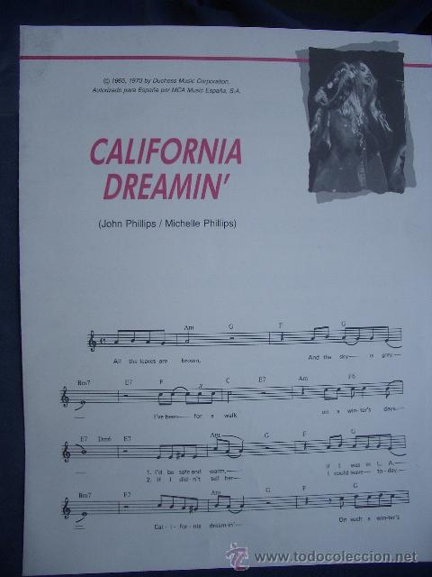 Partituras musicais: CALIFORNIA DREAMIN&acute; JOHN PHILLIPS / MICHELLE PHILLIPS. THE MAMAS AND THE PAPAS