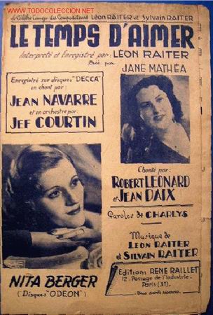Partitions Musicales: LE TEMPS D&acute;AIMER (tango)