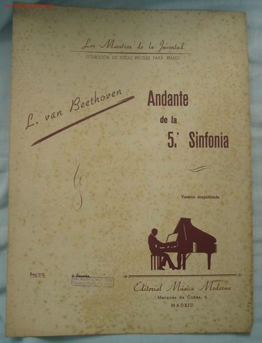 Partitions Musicales: PARTITURA MUSICAL. Andante de la 5&ordf; sinfon&iacute;a. L. van Beethoven