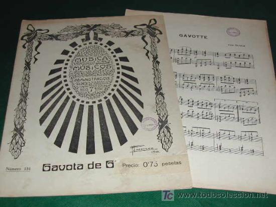 Partitions Musicales: GAVOTA de Gluck. MUSICA y MUSICOS n.134