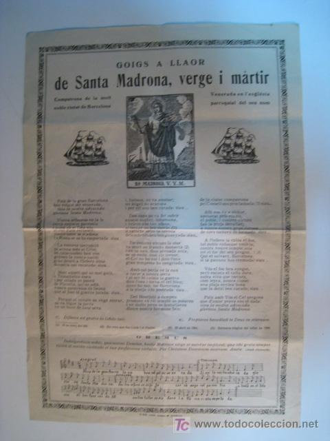 Partituras musicais: GOIGS A LLAOR DE SANTA MADRONA, VERGE Y MARTIR