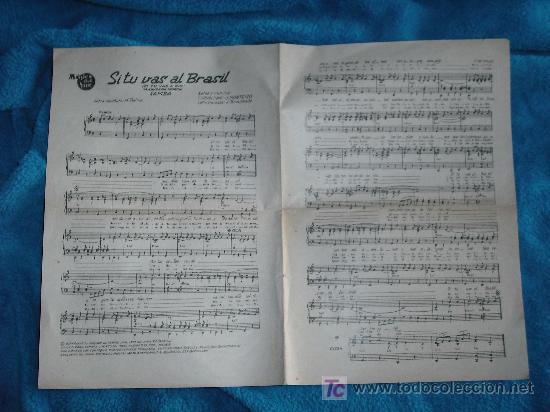 Partituras musicais: 1959 ANTIGUAS PARTITURAS. SI TU VAS AL BRASIL - MELODIA DEL AYER.