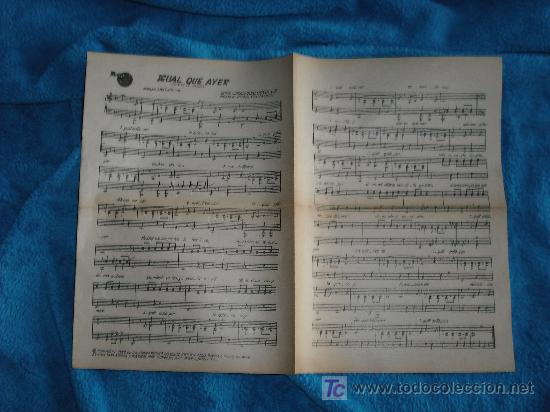 Partituras musicais: 1958 ANTIGUAS PARTITURAS. IGUAL QUE AYER - DUERME MI AMOR