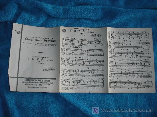 Partituras musicais: 1959 ANTIGUAS PARTITURAS. CHAO, CHAO, BAMBINA - TUYA (MIA). FESTIVAL SANREMO 1959