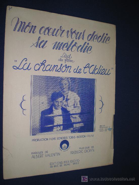 Partituras musicais: MON COEUR VOUS D&Eacute;DIE SA M&Eacute;LODIE - ED. MAX ESCHIG. PARIS