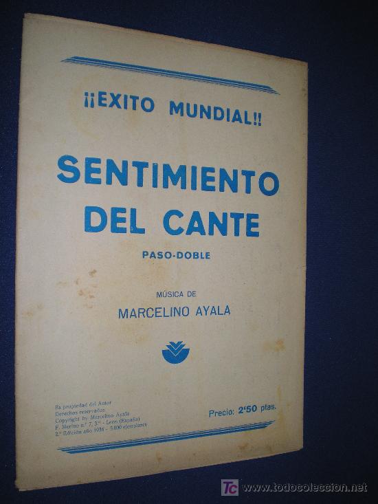 Partituras musicais: SENTIMIENTO DEL CANTE. PASO DOBLE - M&Uacute;SICA DE MARCELINO AYALA