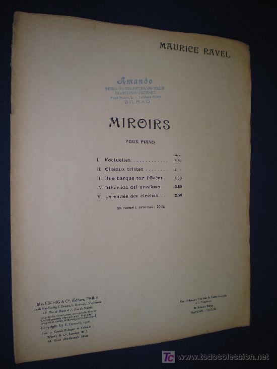Partituras musicais: MIROIRS N&ordm; IV. PARA PIANO - ED. MAX ESCHIG. PARIS