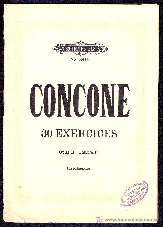 Partituras musicais: CONCONE. 30 EXERCICES - MAX FRIEDLAENDER - EDICION PETERS N&ordm; 1441B
