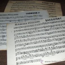 Partituras musicales: 3 PARTITURAS DE MARCHA FUNEBRE PARA PEQUEÑA BANDA. CORNETIN 1º, TROMBON 1º Y SAXOFON 1º.