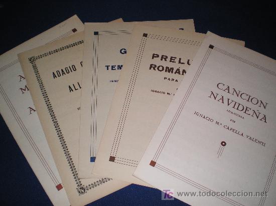 Partituras musicais: LOTE  5 PARTITURAS PARA PIANO - IGNACIO M&ordf;. CAPELLA VALENTI
