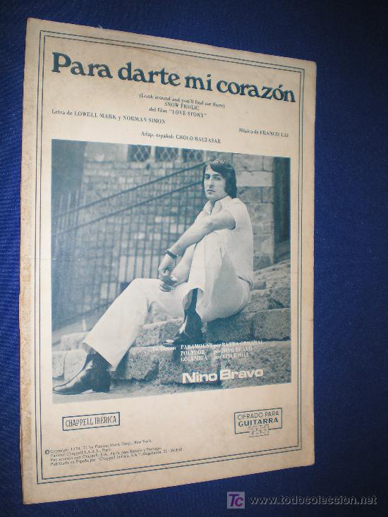 Partituras musicais: PARA DARTE MI CORAZ&Oacute;N - M&Uacute;SICA DE FRANCIS LAI - CIFRADO PARA GUITARRA